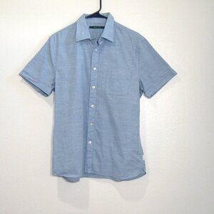 Perry Ellis Men’s Short Sleeve Shirt – Size Medium – 100% Cotton – Light Blue